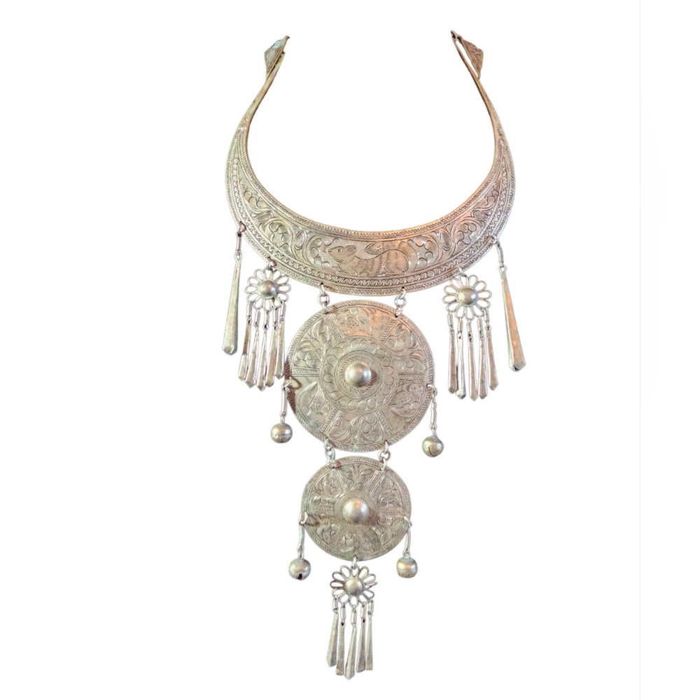 Vintage Ceremonial Hmong Miao Torque Necklace, Statement Piece, Bohemian